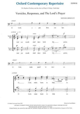 Berkeley Michael Versicles Responses + Lord'S Prayer Choir - Mixed voices (SATB)