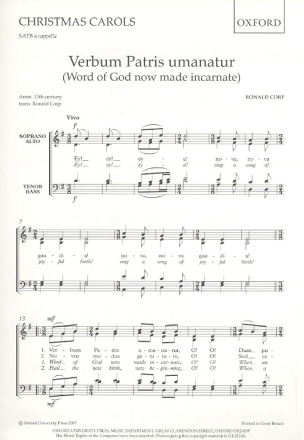 Verbum Patris umanatur for mixed chorus a cappella score (lat/en)