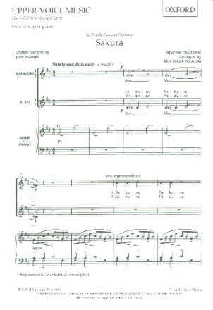 Sakura for female chorus and harp (piano) score