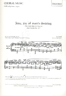 Jesu Joy of Man's Desiring for mixed chorus and piano (organ) score (en/welsh)