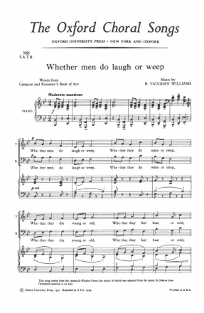 Whether men do laugh or weep for mixed chorus and piano score