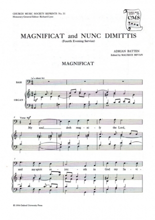 Magnificat and Nunc Dimittis (Fourth Evening Service) for mixed chorus and organ vocal score (en)