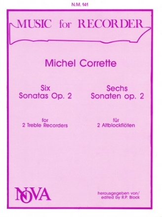 6 Sonaten op.2 fr 2 Altblockflten Spielpartitur