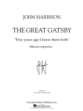 John Harbison, Five Years Ago, I Knew Them Both Mezzo-Soprano Voice and Piano Buch