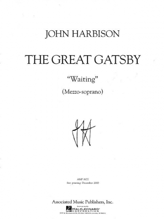 John Harbison, Waiting Mezzo-Soprano Voice and Piano Buch