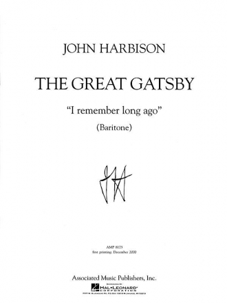 John Harbison, I Remember Long Ago Baritone Voice and Piano Buch