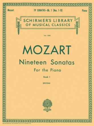 Wolfgang Amadeus Mozart, Nineteen Sonatas For The Piano Book I Klavier Buch