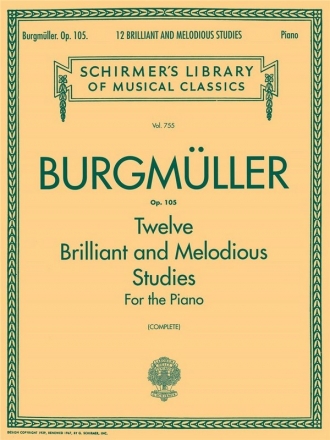 Friedrich Burgmller, 12 Brilliant and Melodious Studies, Op. 105 Klavier Buch