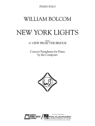 William Bolcom New York Lights Klavier Buch