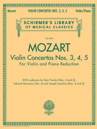 Wolfgang Amadeus Mozart, Violin Concertos Nos. 3, 4, 5 Violine und Klavier Buch