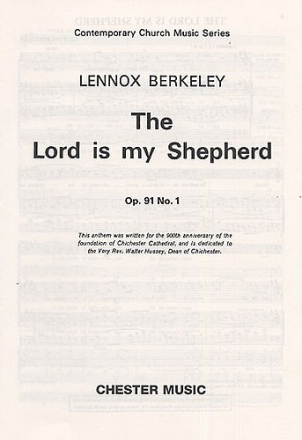 Lennox Berkeley: The Lord Is My Shepherd Op.91 No.1 Soprano, SATB, Organ Accompaniment Vocal Score