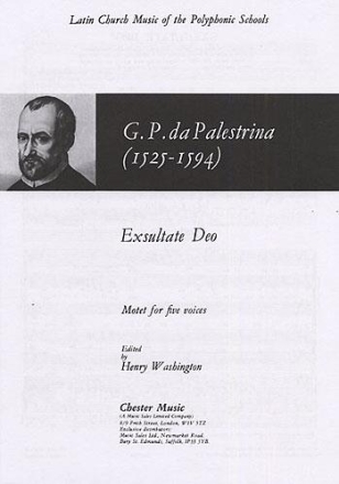 Giovanni Palestrina: Exsultate Deo SATB Vocal Score