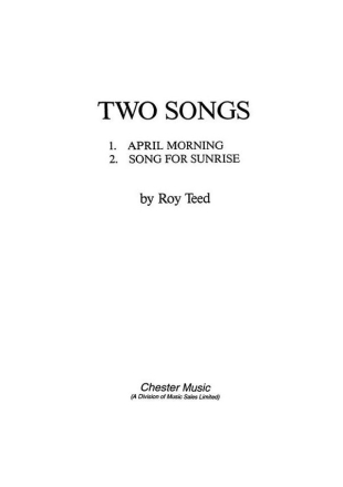 Roy Teed: Two Songs Medium Voice, Piano Accompaniment Instrumental Work