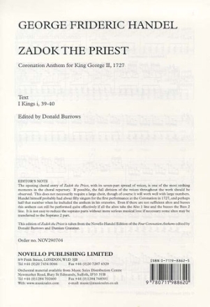 Zadok the Priest for 7 voices (mixed chorus) and piano (organ) score