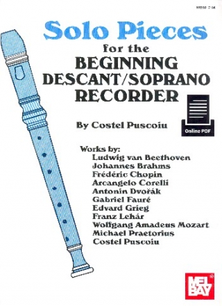 Solo pieces (+Online PDF) for beginning descant recorder and piano