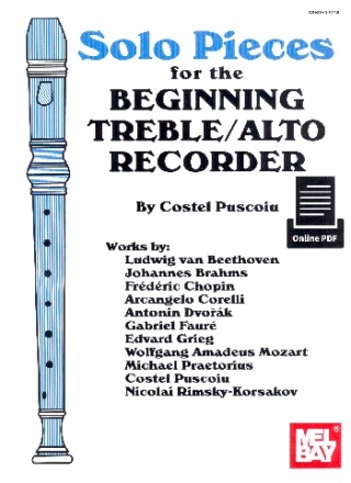 Solo pieces (+Audio PDF) for beginning treble (alto) recorder and piano