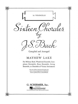 Johann Sebastian Bach, Sixteen Chorales - Cello I Cello Stimme