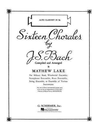 Johann Sebastian Bach, Sixteen Chorales - Eb Alto Clarinet Alto Clarinet Stimme