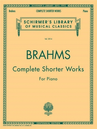 Johannes Brahms, Complete Shorter Works For Piano Klavier Buch