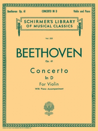 Ludwig van Beethoven, Violin Concerto In D Major Op. 61 Violine und Klavier Buch