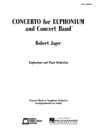 Robert Jager Concerto for Euphonium and Concert Band Piano Reduction Klavierauszug