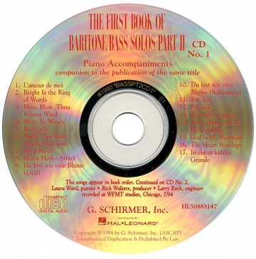 The First Book of Baritone/Bass Solos - Part II Baritone Voice and Piano 2 CDs