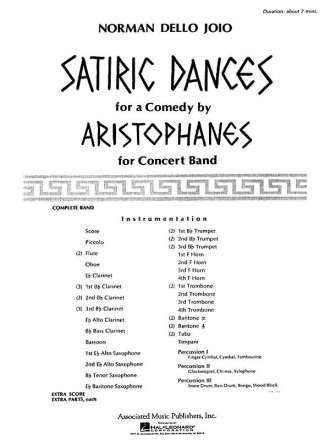 N Dello Joio, Satiric Dances (for a Comedy by Aristophanes) Concert Band Partitur