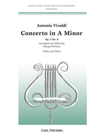 Antonio Vivaldi Concerto In A Minor Violine und Klavier Klavierauszug mit Solostimme