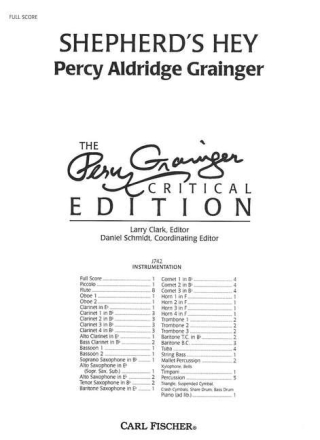 Percy Grainger Shepherd's Hey Blasorchester Partitur