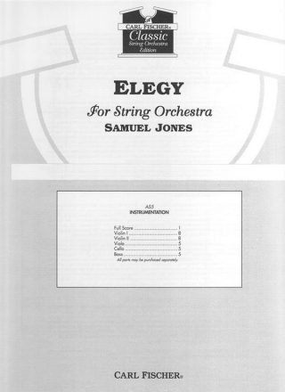 Samuel Jones Elegy for String Orchestra Streichorchester Partitur