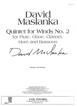 David Maslanka Quintet for Winds No. 2  Partitur