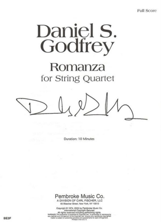 Daniel Godfrey Romanza Streichquartett Partitur