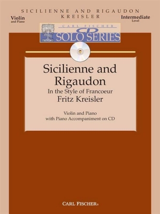 Fritz Kreisler Sicilienne and Rigaudon Violine und Klavier Studienpartitur + CD