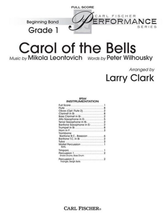 Mykola Leontovich Carol Of The Bells Blasorchester Partitur