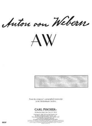 Anton Webern Rondo Streichquartett Partitur