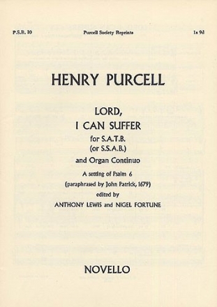 Henry Purcell, Lord I Can Suffer SATB and Organ Chorpartitur