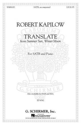 Robert Kapilow, Translate SATB Chorpartitur