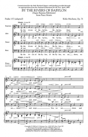 Kirke Mechem, By the Rivers of Babylon (from Peace Motets) SATB a Cappella Chorpartitur