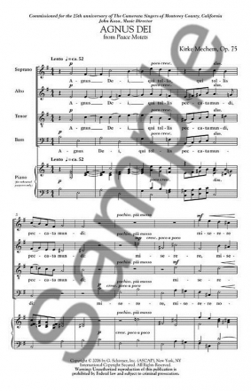 Kirke Mechem, Agnus Dei (from Peace Motets) SATB Chorpartitur