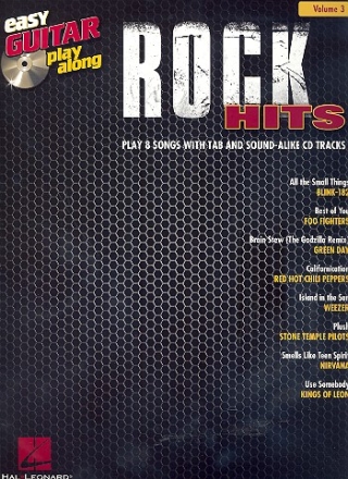 Rock Hits (+CD): easy guitar playalong vol.3 songbook vocal/guitar/tab