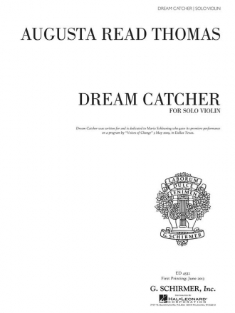 Augusta Read Thomas, Dream Catcher - Solo Violin Violin Buch