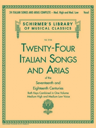 24 Italian Songs and Arias for medium high and medium low voice and piano