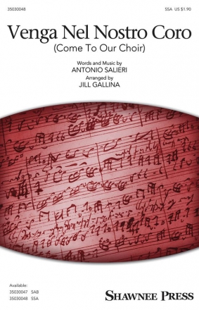 Antonio Salieri, Venga Nel Nostro Coro SSA a Cappella Chorpartitur