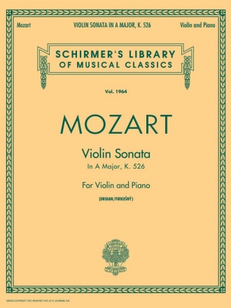 Wolfgang Amadeus Mozart, Violin Sonata In A K.526 Violine und Klavier Buch