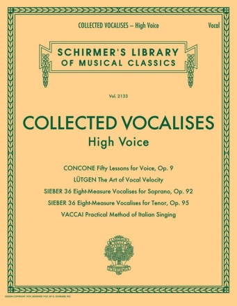 Collected Vocalises for high voice and piano score