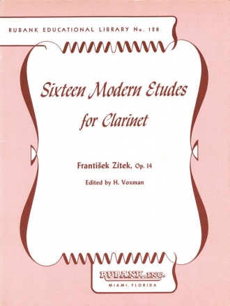 Frantisek Zitek, Sixteen Modern Etudes for Clarinet, Op. 14 Clarinet Buch