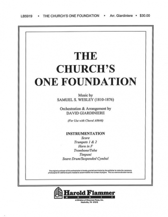 Samuel J. Stone_Samuel S. Wesley, The Church's One Foundation Brass Instruments and Percussion Stimmen-Set