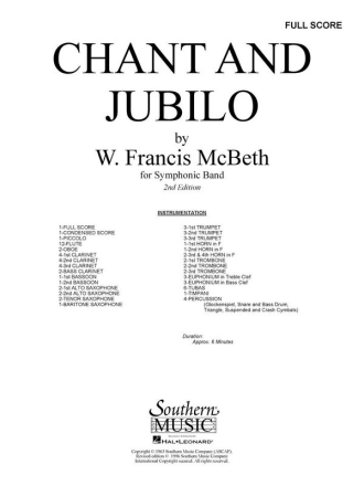 W. Francis McBeth Chant & Jubilo, 2Nd Edition Concert Band Partitur