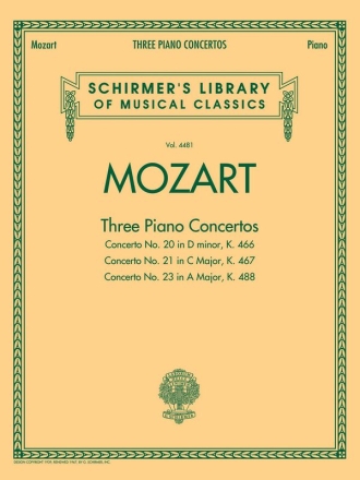 Wolfgang Amadeus Mozart, Three Piano Concertos Klavier Buch