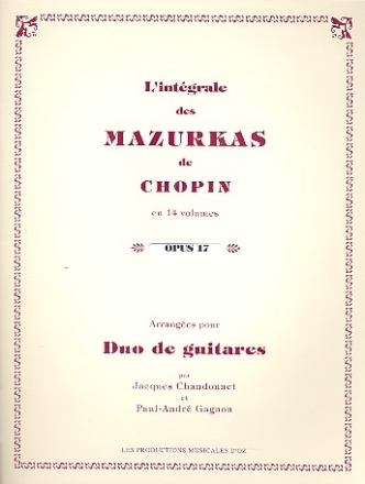 Mazurkas op.17 pour 2 guitares partition et parties